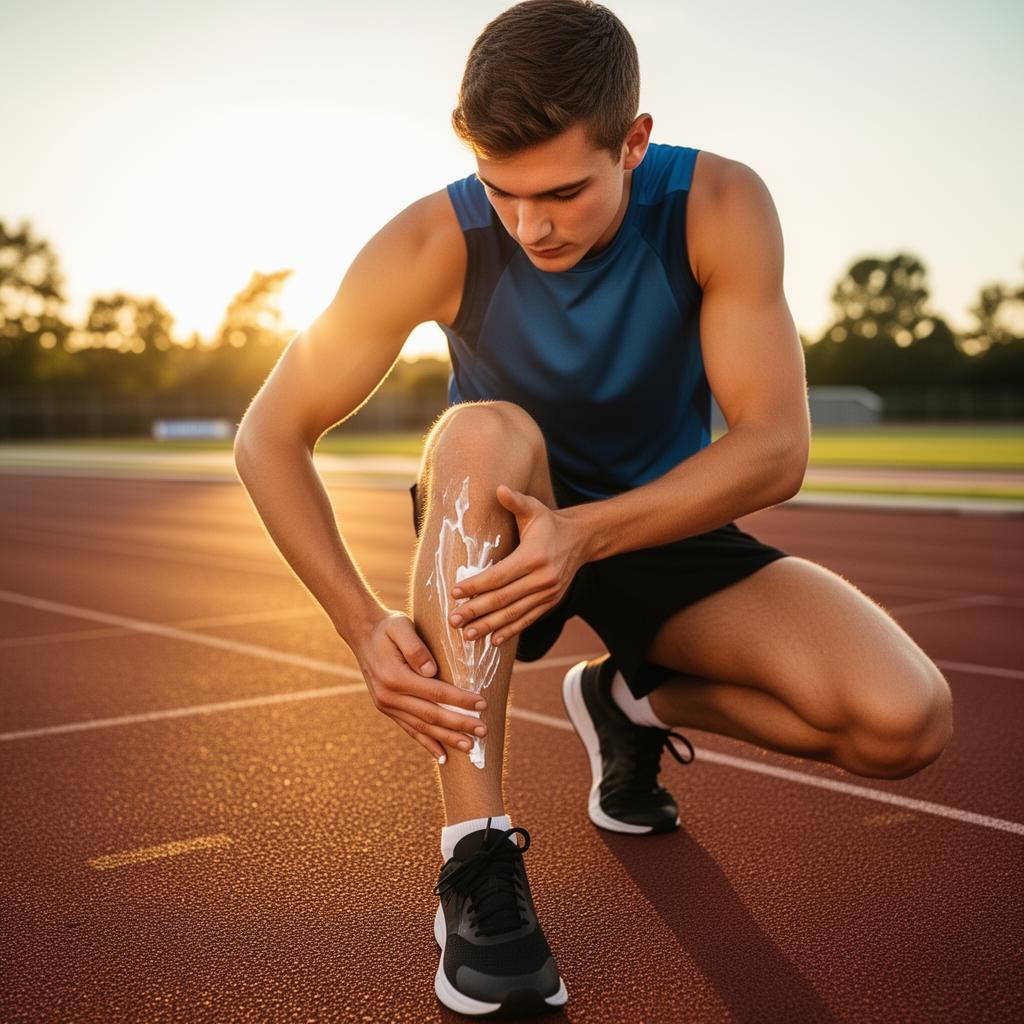 Sportiv aplicând cremă Remidor